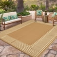thumbnail image 1 of FairOnly Minimalist Framed Geometric 9'x12'Outdoor Rug Waterproof Reversible Breathable Mat for Modern Patio Beach RV,Brown, 1 of 6