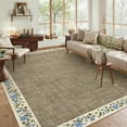 thumbnail image 1 of FairOnly Modern Machine Washable Low Pile Area Rug Framed Floral Non Slip Floor Cover for Living Room Dinning Room Kitchen,Dark Camel, 1 of 7