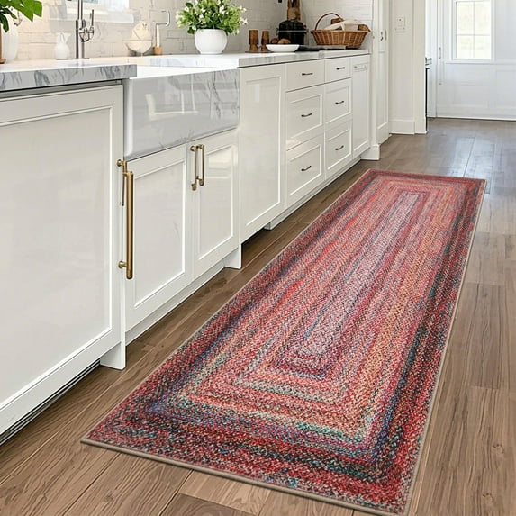 FairOnly Modern Non Slip Low Pile 2'x6'Runner Rug Geometric Washable Stain Resistant Floor Rug for Kitchen Dining Room Bathroom,Multicolor