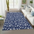 thumbnail image 1 of FairOnly Navy Blue 5'x7'Botanical Bloom Machine Washable Non Slip Stain Resistant Area Rug for Modern Home Living Room Decoration, 1 of 7