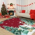 thumbnail image 1 of FairOnly Red 2'x8'Christmas Tree Snow Runner Rug for Dining Room Soft Non Slip Machine Washable Foldable Rug for Hallway Bedroom, 1 of 7