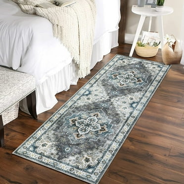 FairOnly Runner Rug 2' x 6' Washable Rug Non Slip Rug Vintage Oriental Area Rug for Living Room Kitchen, Beige