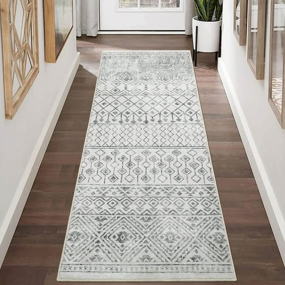 FairOnly Vintage Oriental Area Rug Runner Rug for Hallway 2' x 6' Kitchen Rug Washable Low Pile Bathroom Rug, Grey