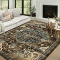 thumbnail image 1 of FairOnly Washable Area Rug 5' x 7' Oriental Medallion Rug Vintage Distressed Indoor Carpet Stain Resistant Rug, Browm&green, 1 of 1