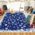thumbnail image 1 of FairOnly Washable Rug Christmas Printed Rug 4' x 6' Snowflake Holiday Decor Xmas Rug Low Pile Rug for Nursery Bedroom Living Room, Blue, 1 of 7