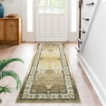 thumbnail image 1 of FairOnly Washable Runner Rug 2' x 6' Elegant Floral Partten Rug Vintage Medallion Carpet for Bedroom Bathroom Hallway, Yellow, 1 of 7