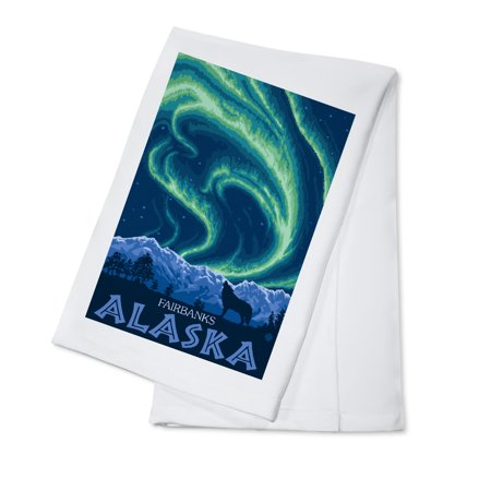 Fairbanks, Alaska, Northern Lights (100% Cotton Tea Towel, Decorative Hand Towel, Kitchen and Home)