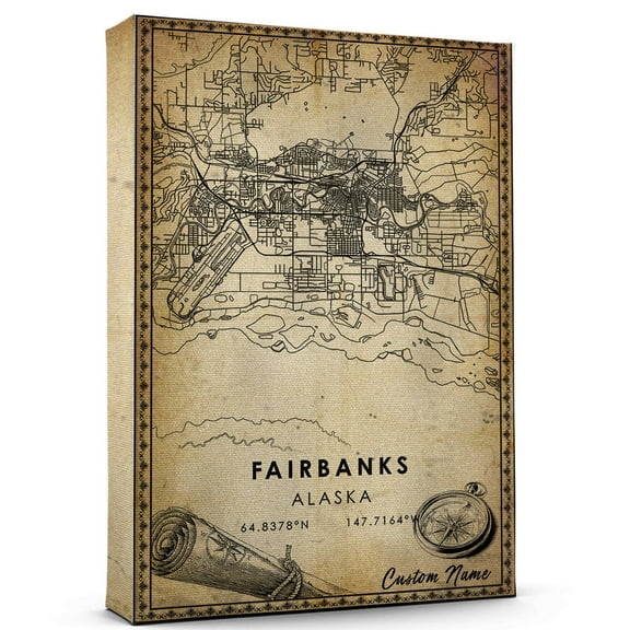 Fairbanks Map Poster, Alaska Map Art Poster, Canvas, Fairbanks Map City vintage Poster, Street Map Artwork Poster, Fairbanks Map Canvas - 89AZ969
