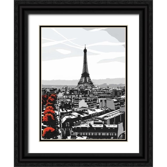 Fairbrother, Jo 19x24 Black Ornate Wood Framed with Double Matting Museum Art Print Titled - Paris I