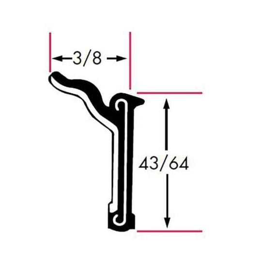Fairchild Edge Trim,8 ft L,Black, Rubber, 3/8 in W 1181-4X2