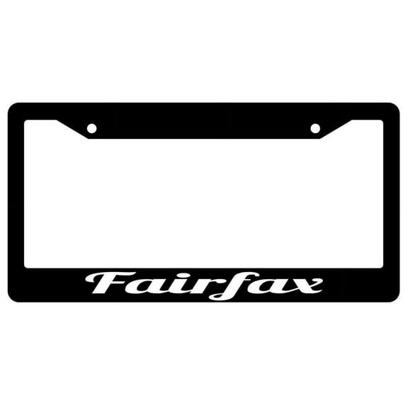 Fairfax Black Plastic License Plate Frame City State