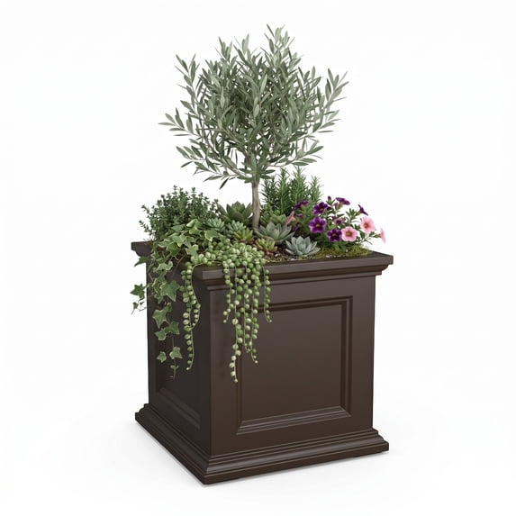 Fairfield 18in Square Planter - Espresso