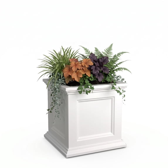 Fairfield 18in Square Planter - White