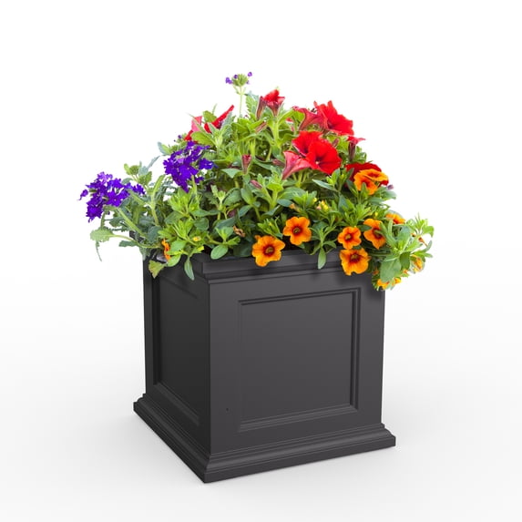 Mayne Fairfield 24" x 24" x 24" Square Graphite Grey Self Watering Plastic Planter