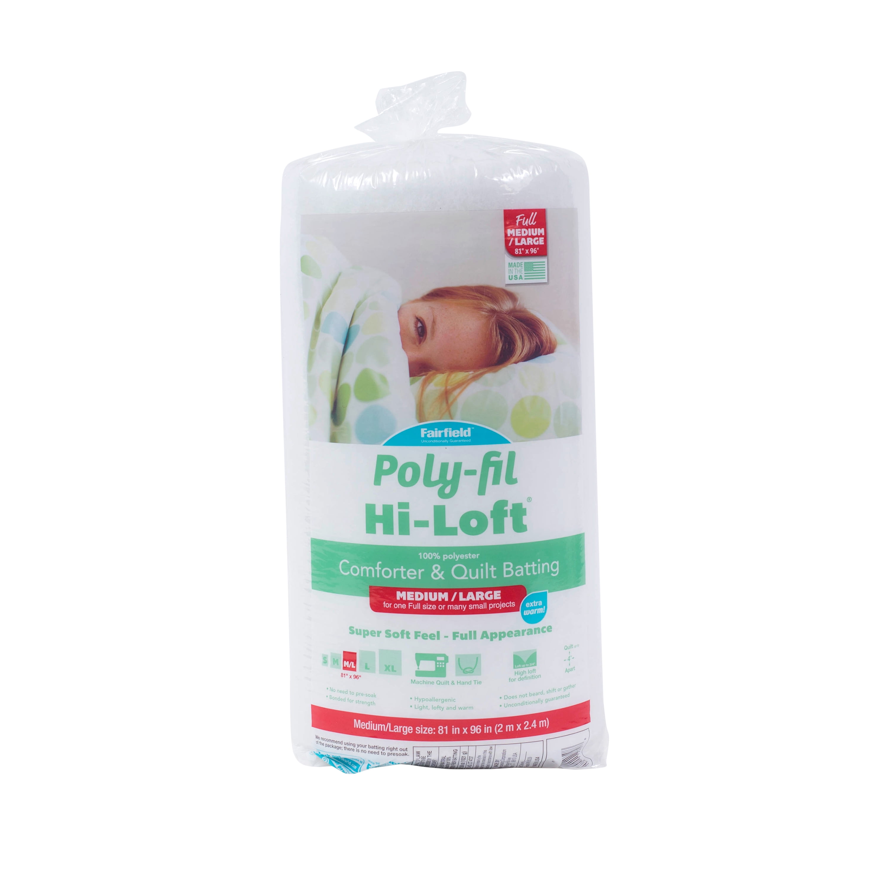 Fairfield Low-Loft gebonden 90 bij 108-Inch Polyester Batting, Queen