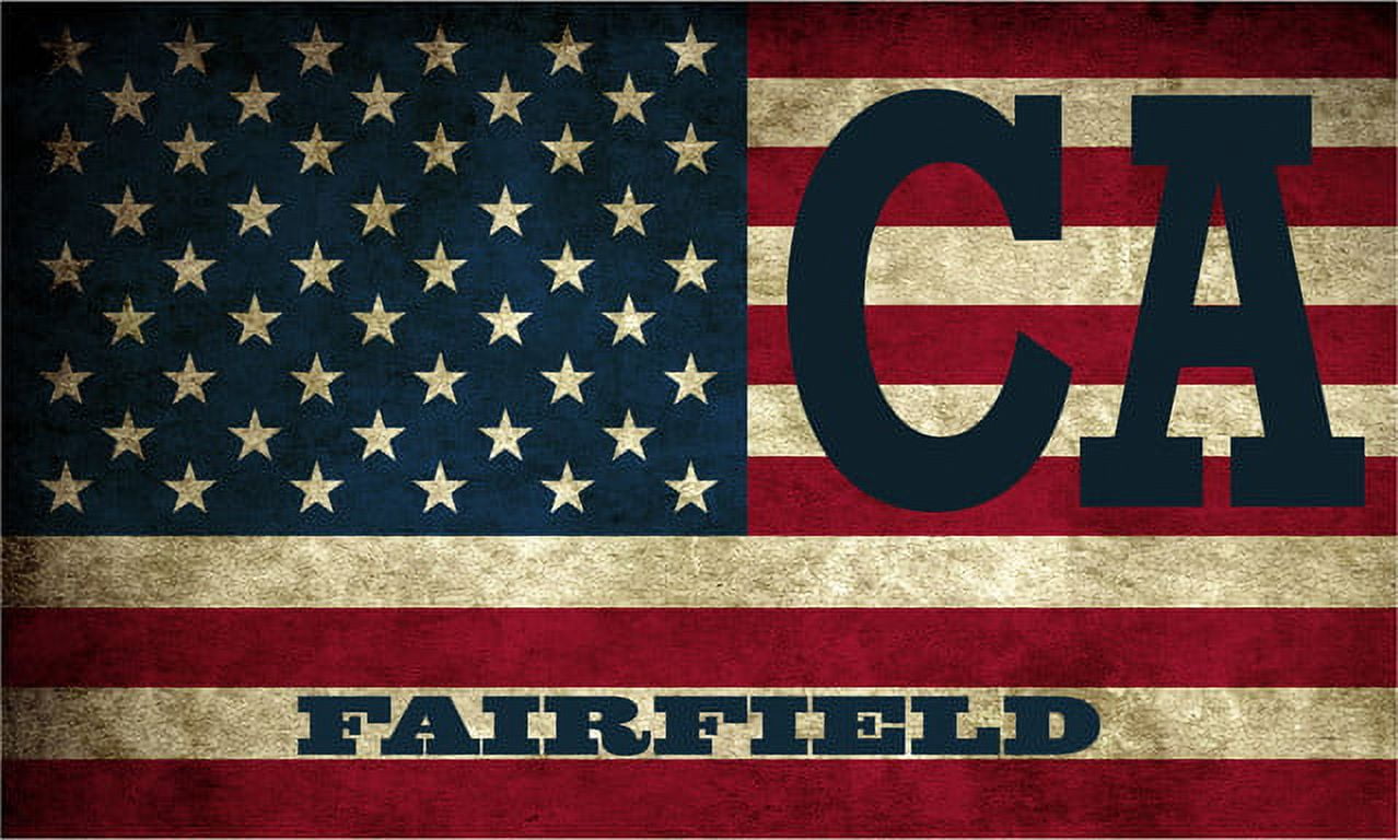 Fairfield CA California Solano County Vintage US Flag Decal Bumper Sticker  3M Vinyl 3