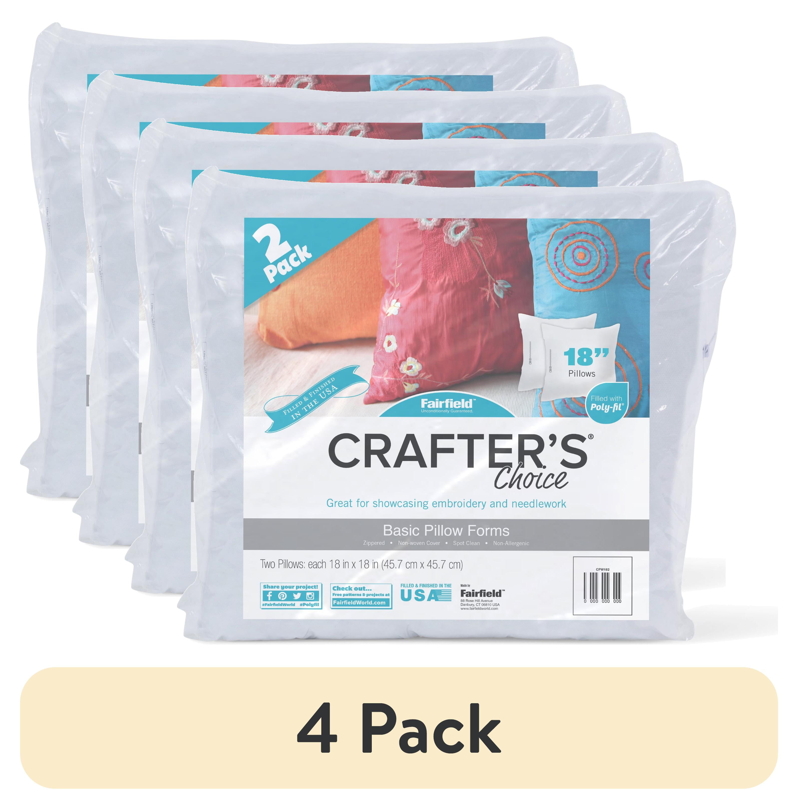 Fairfield Crafter’s Choice Basic White Polypropylene Bed Pillow Forms, 18" x 18", Pack of 2