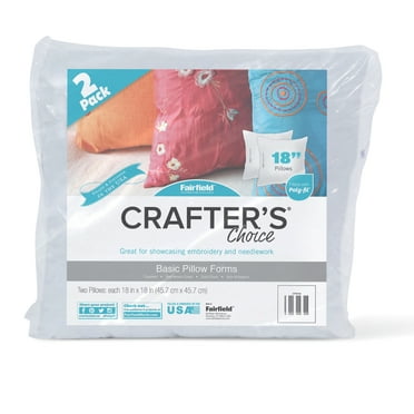 Fairfield Crafter’s Choice Basic Pillow Forms, Soft Pillow Inserts for Throw Pillows, Decorative Pillows, Travel Pillows, and Home Decor, Zippered Cover, Spot Clean, 18" X 18", Pack of 2