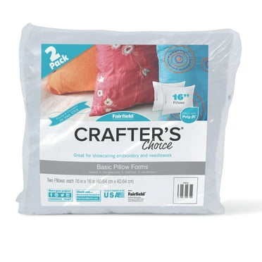 Fairfield Crafter’s Choice Basic Pillow Forms, Soft Pillow Inserts for Throw Pillows, Decorative Pillows, Travel Pillows, and Home Decor, Zippered Cover, Spot Clean, 16" X 16", Pack of 2