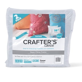 Fairfield Crafter’s Choice Basic Pillow Forms, Soft Pillow Inserts for Throw Pillows, Decorative Pillows, Travel Pillows, and Home Decor, Zippered Cover, Spot Clean, 16" X 16", Pack of 2