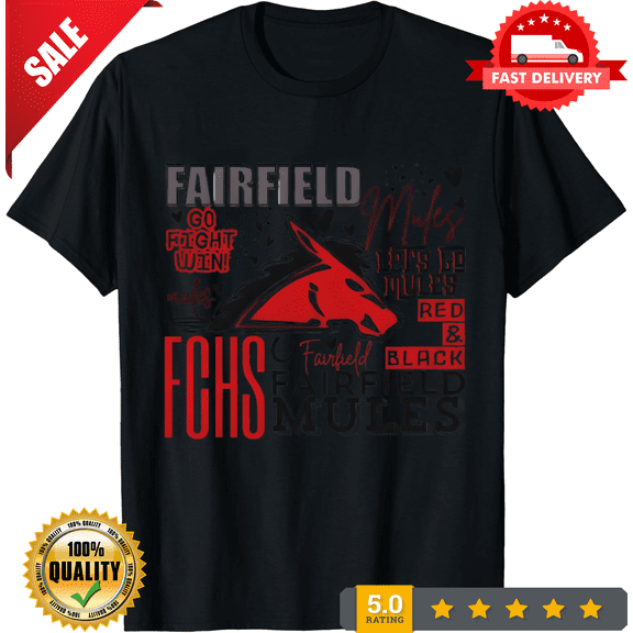 Fairfield Mules High School Typography T-Shirt, LIMITED EDITION-TH74065