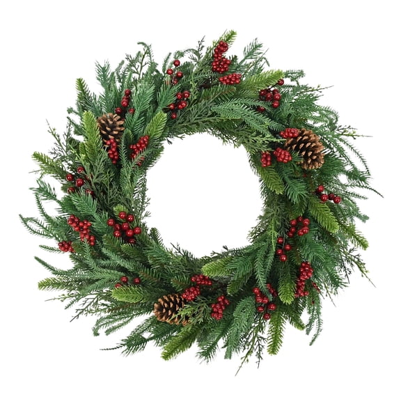 Fairfield Natural Feel Christmas Wreath, Green, 22", by HaCpiu