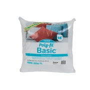 Fairfield Poly-Fil Basic Decorative Throw Pillow Inserts 14" x 14", White, 2 pack.