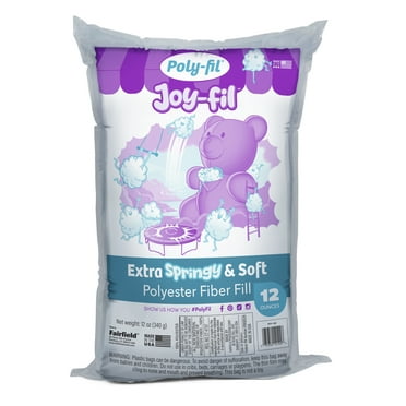 Fairfield Poly-Fil Joy-Fil Luxury Fiber Fill, Super Soft and Silky-Smooth Pillow Stuffing, Ideal for Stuffed Animals, Dolls, and Pillows, 12-Ounce Bag