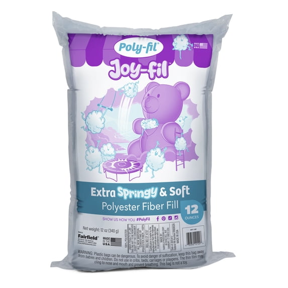Poly-Fil Joy-Fil Super Soft and Silky Smooth Polyester Fiberfill Stuffing, 12oz Bag, by Fairfield