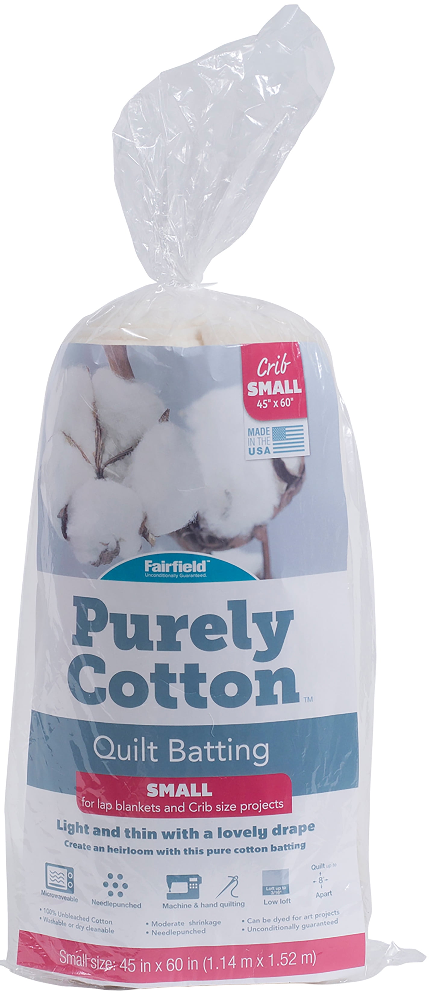 Fairfield Purely Cotton Natural 100 Cotton Batting, 45" x 60"
