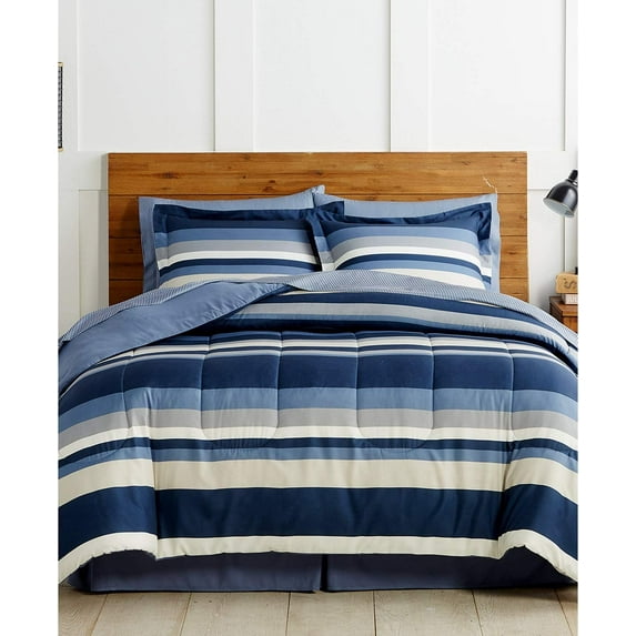 Fairfield Square Collection Austin 8-Piece King Reversible Bedding Comforter Set, Size: King, 100% Polyester, Blue