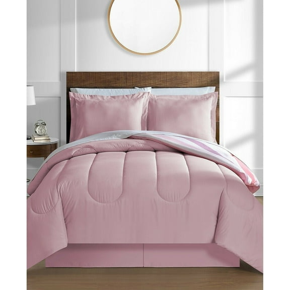 Fairfield Square Collection Austin Stripe/Solid Reversible Comforter Set- King W