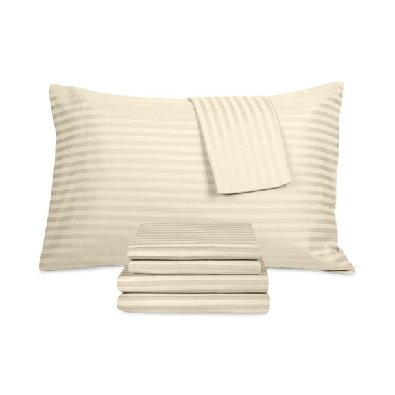 Fairfield Square Collection IVORY STRIPE Brookline 6 Pc. Sheet Set, US Queen