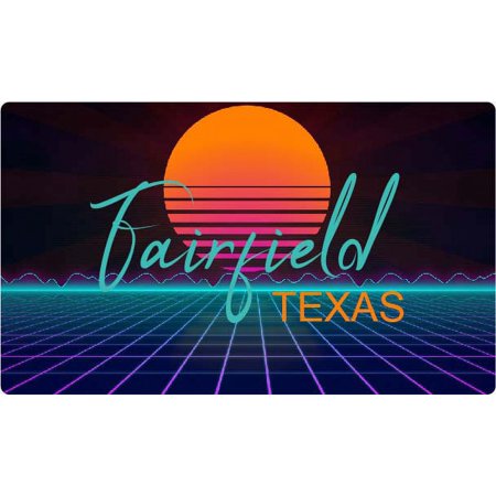 Fairfield Texas 4 X 2.25-Inch Vinyl Decal Stiker Retro Neon Design