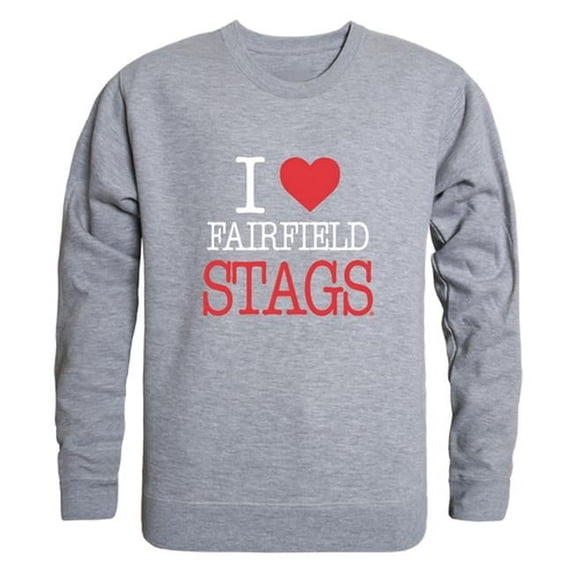 Fairfield University Stags I Love Crewneck Sweatshirt, Heather Grey - Extra Large