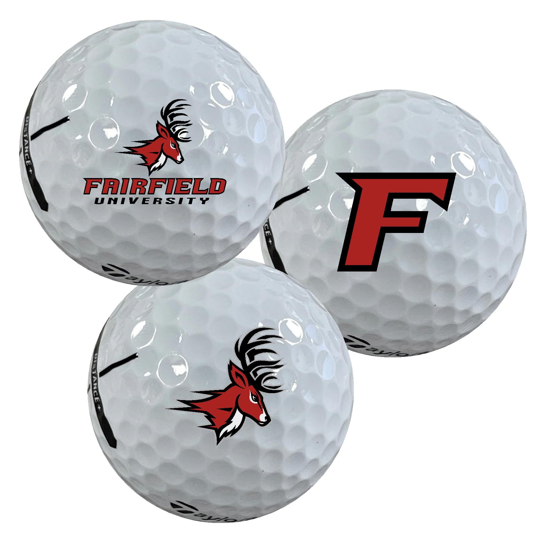 Fairfield University Stags Logo Edition Officially Licensed NCAA Taylormade Distance+ Golf Balls 12-Pack (Dozen)
