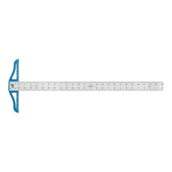 Fairgate 24" Aluminum T-Square 63-124 Ruler - Made in USA - 24" x 1-1/2" Standard T Square for Students, Designers, Artists - 1/8", 1/16" Calibrations - 9" Head