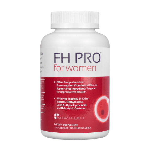 Fairhaven Health FH PRO for Women, Female Fertility Supplement and Prenatal Multivitamin to Support Regular Menstrual Cycles and Egg Health, 180 Vegetarian Capsules