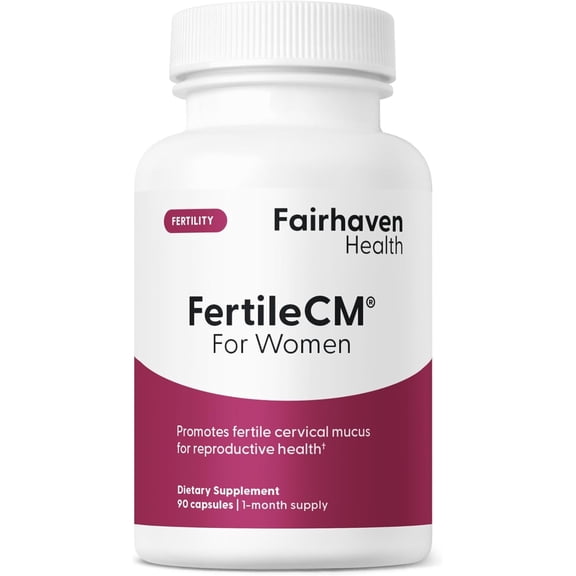 Fairhaven Health FertileCM Fertility Supplement for Women, Capsules - Fertile Cervical Mucus, Ovulation Cycle, Includes L-Arginine, N-Acetyl-Cysteine, Grape Seed Extract and Vitamin C - 90 Capsules