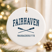 Fairhaven Massachusetts Vintage Nautical Paddles Sports Oars Christmas Ornament, Holiday Decor Gift, Ceramic Ornament