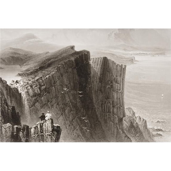 Fairhead County Antrim Ireland Drawn by Whbartlett Engraved by R Brandard From the Scenery & Antiquities of I Poster Print