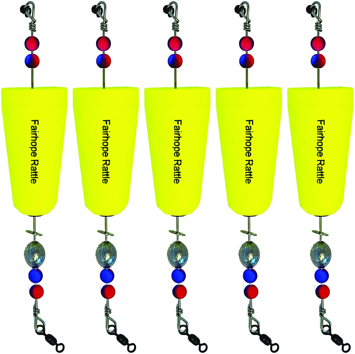 Fairhope Rattle, 5 Fishing Popping Corks, 3 inch Bright Yellow