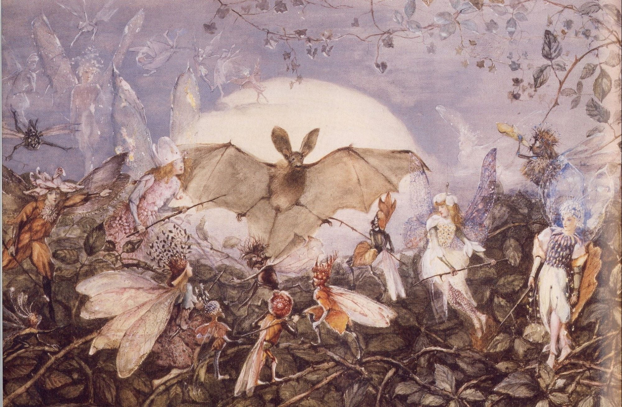 Fairies & Bat Canvas Art - John Anster Fitzgerald (24 x 36)