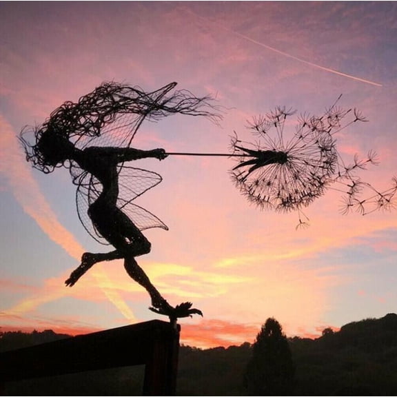 Fairies Dandelions Dance Together Ornament Garden Sculpture Decor Outdoor Statue New