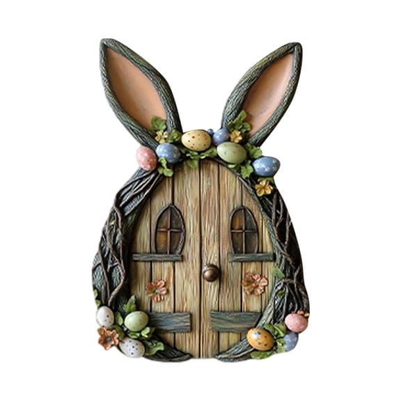 Fairies Door and Window Elf Fairy Tale Miniature Door for Home Staircase Bedroom Decor, Wooden Crafts for Garden Room Decor and Imaginative Play,E