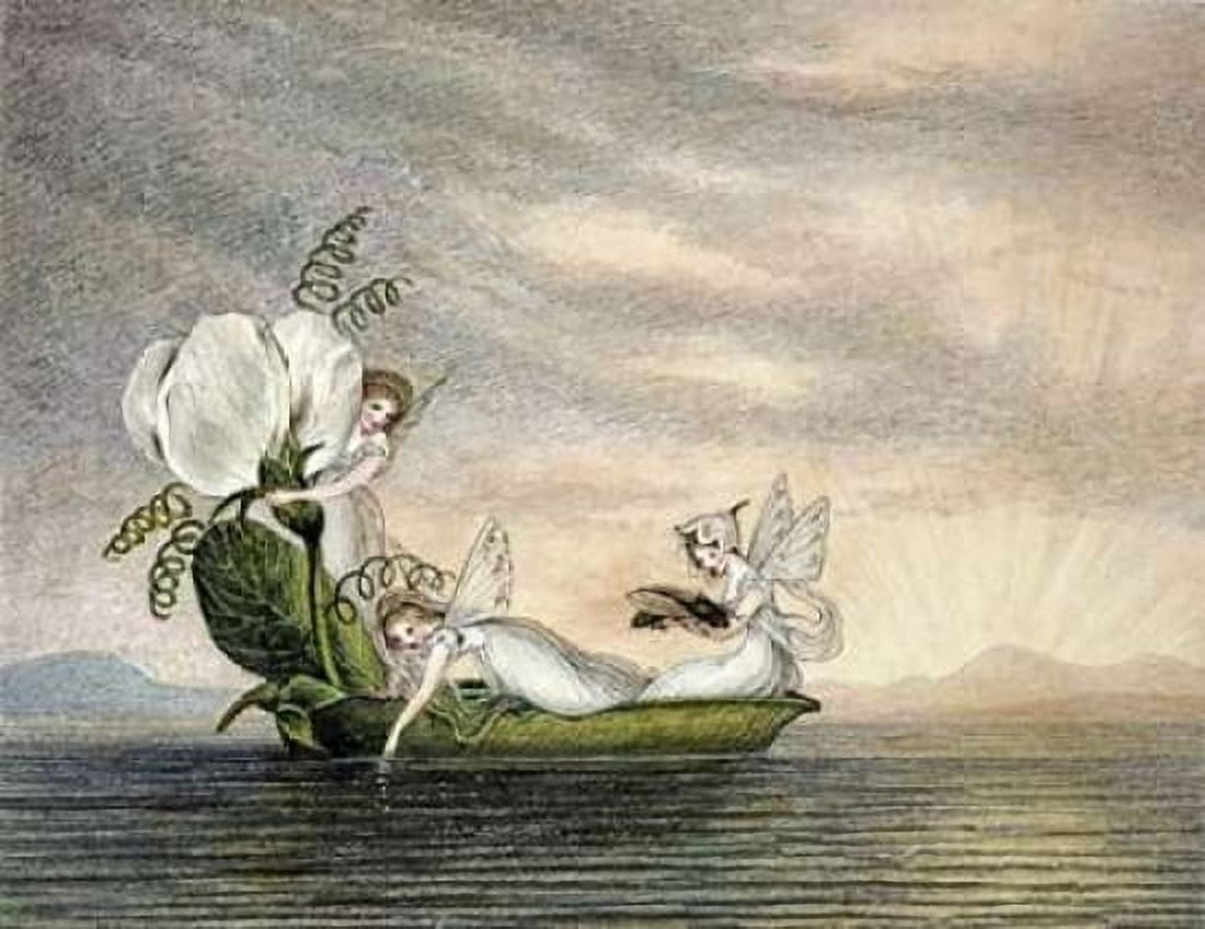 Fairies Floating Downstream In a Peapod Canvas Art - Amelia Jane Murray (22 x 28)