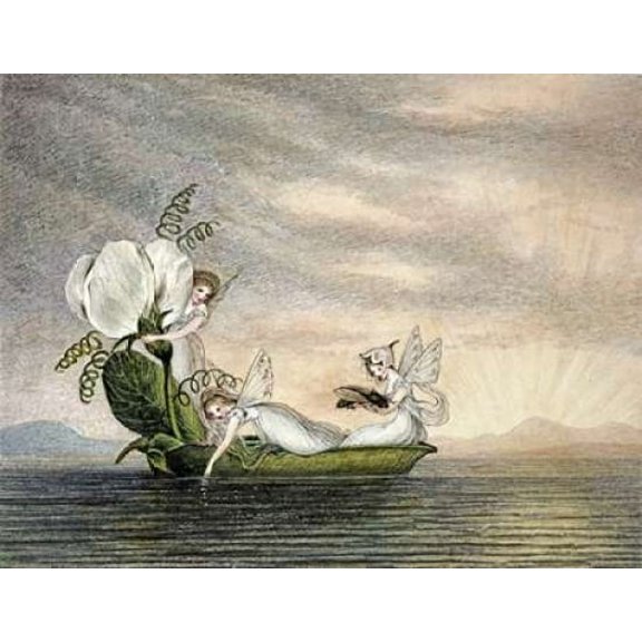 Fairies Floating Downstream In a Peapod Poster Print by Amelia Jane Murray (11 x 14)