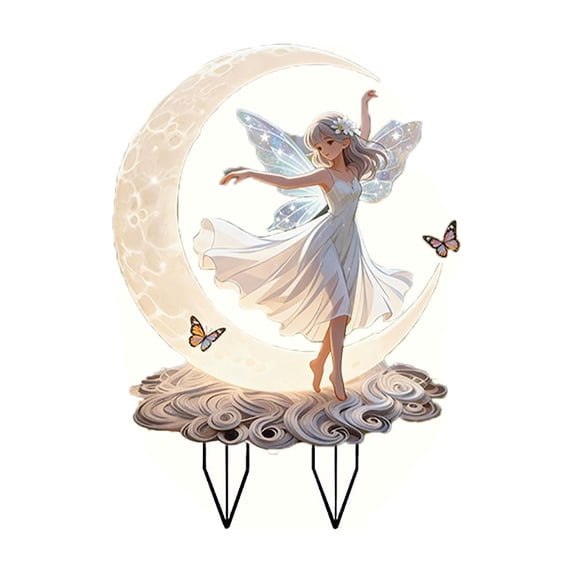 Fairies Garden Stake Decor, Acrylic Bohemian Moon Waterproof Outdoor Art for Yard, Gardens & Potted Landscapes, Gift for Friends & Gardening Lovers