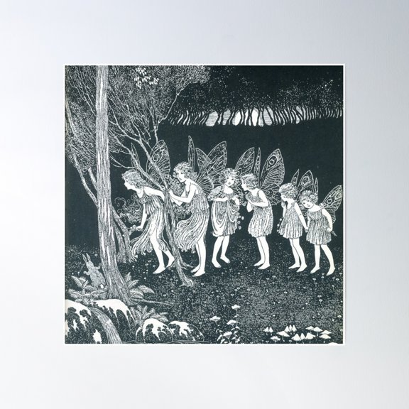 Fairies In The Forest Ida Rentoul Outhwaite Poster Wall Art, Modern Wall Decor, 24x36 UNFRAMED