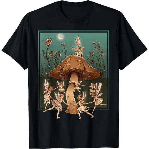Fairies Mushroom Mystic Forest Vintage Art Unisex T-Shirt for Men Women Kids Toddler